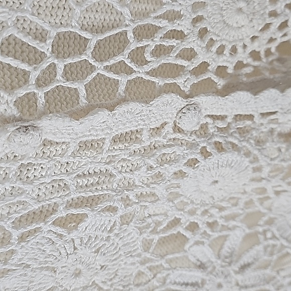 SMW Boho Crochet Cutout Open Knit High Low Sweater Vest w Solid Back - Picture 5 of 11